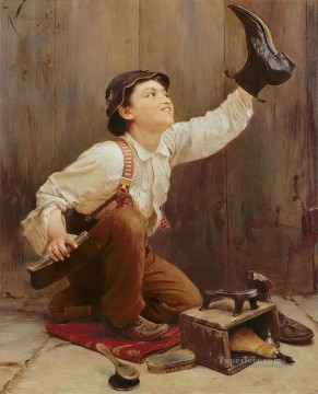 靴磨きの少年 1891 カール・ヴィトコウスキー Oil Paintings